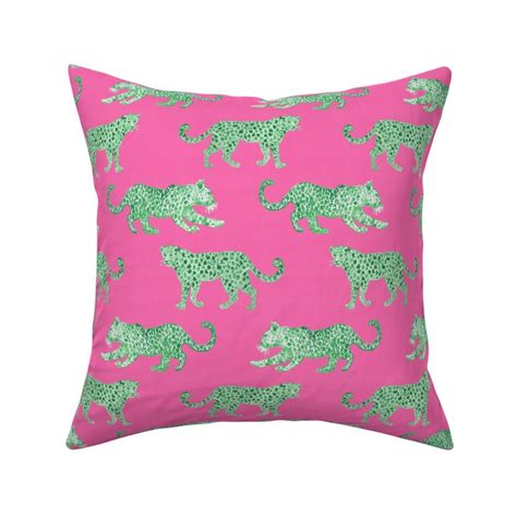 Leopard Parade Pink With Green Fabric Spoonflower