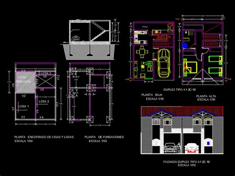 Viviendas Duplex Con Estructura En Autocad Cad Mb Bibliocad My Xxx Hot Girl