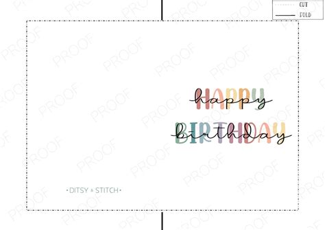 Happy Birthday Printable Card Rainbow Happy Birthday Card Etsy