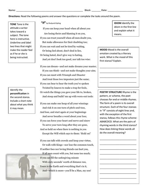 Th Grade Reading Skill Practice Worksheet And Key Poetry Figurative