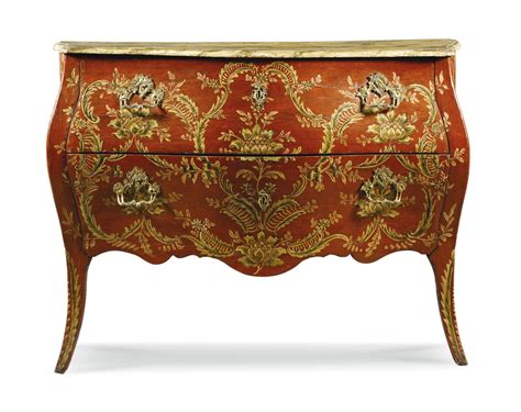 An Italian Red Lacquer And Parcel Gilt Commode Genoese Lot French