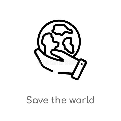 Outline Save The World Vector Icon Isolated Black Simple Line Element