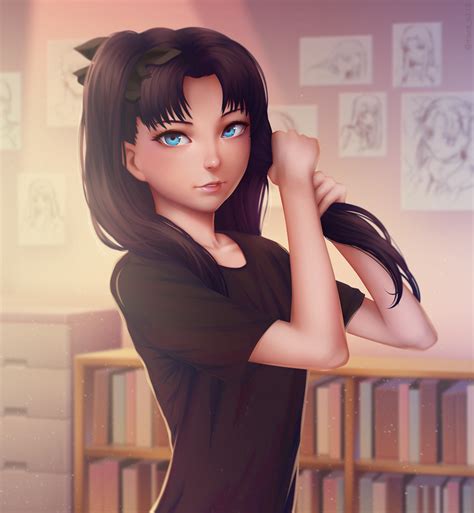4524865 Long Hair Anime Anime Girls Tohsaka Rin Aqua Eyes Rare