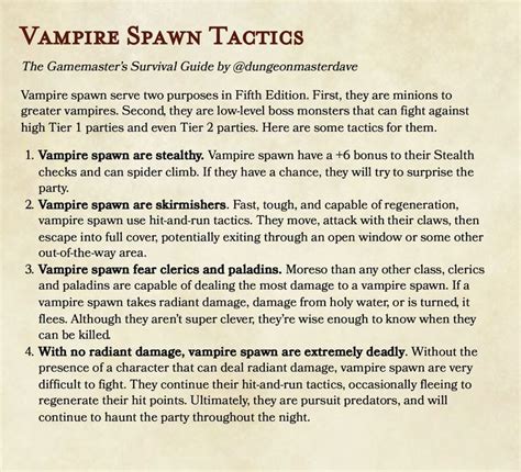 Vampire Spawn Tactics For Dungeons And Dragons Fifth Edition Dandd 5e Dandd