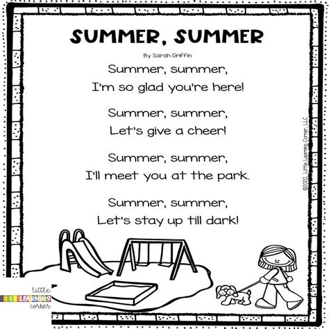 3 Summer Poems For Kids Summer Poems English Poems For Kids