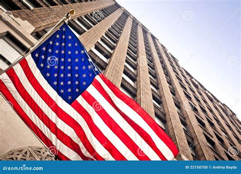 American Flag In City Stock Photo Image Of Stone Flagpole 22150700
