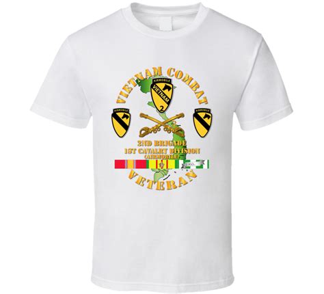 Army Vietnam Combat Cavalry Veteran W 2nd Brigade 1st Cav Div T Shirt