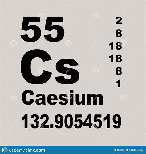 Periodic Table Of Elements Caesium Or Cesium Stock Illustration