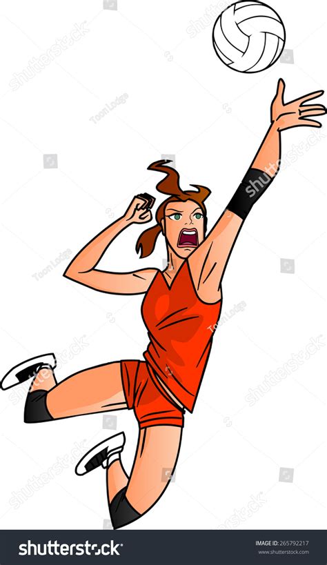Volleyball Spiking Woman Stock Vector Illustration Shutterstock