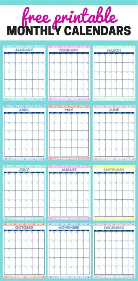 Cute Free Printable Monthly Calendars Organizing Moms