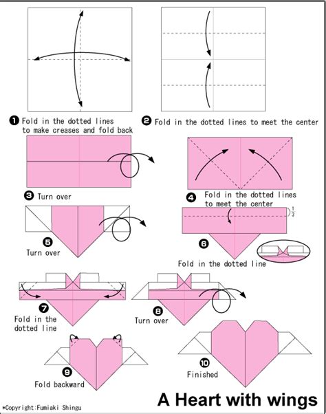 Origami Heart With Wings Diagramas De Origami Regalos De Origami