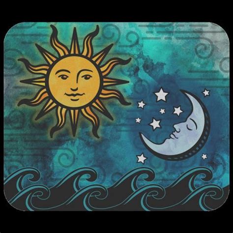 Artistic Sun Moon Stars Ocean Watercolor Trendy Mouse Pad For Etsy In