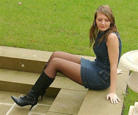 denim mini and pantyhose casual outfits pantyhose how to wear