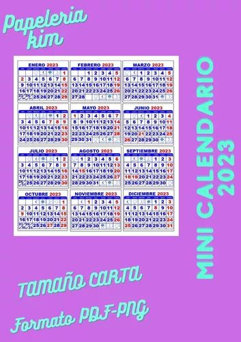 Mini Calendario 2023 Archivo Digital Cuotas Sin Interés