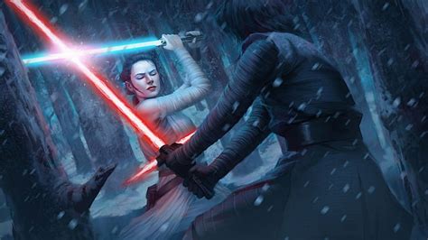 X Px Free Download Hd Wallpaper Star Wars Art Lightsaber Rey Kylo Ren Star Wars