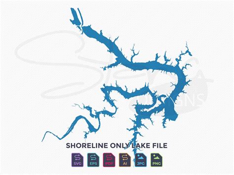 Keystone Lake Ok Shoreline Only Map Single Layer Svg Pdf Etsy