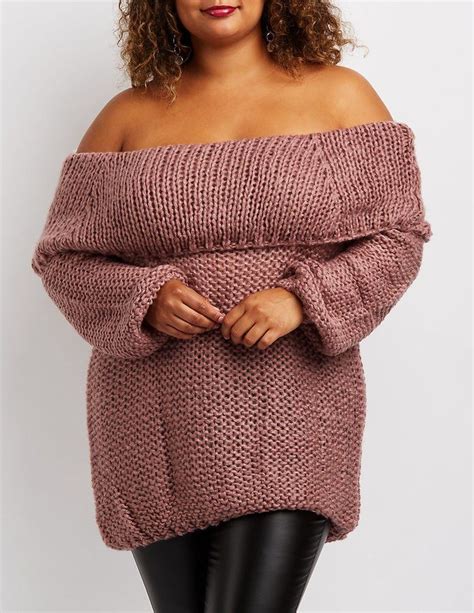 Plus Size Open Knit Off The Shoulder Sweater Charlotte Russe Plus