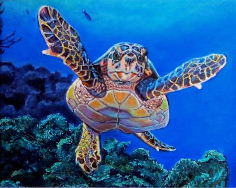 Turtle Painting Sea Turtle Painting Underwater Art