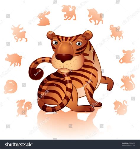Chinese Zodiac Sign Tiger Stock Vector 41880070 Shutterstock