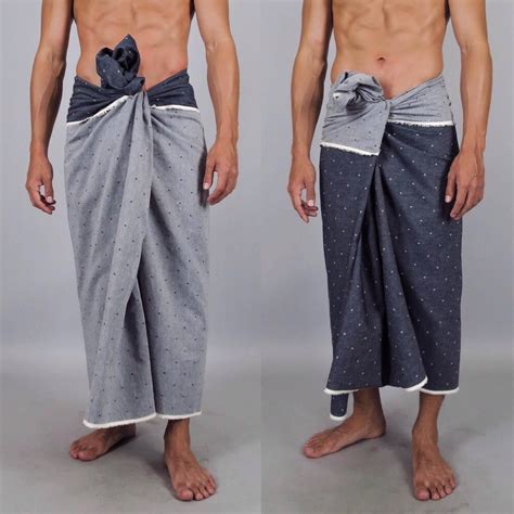 longyi sarong pareo lavalava malong izar dhothi －indigo－ reversible thai denim