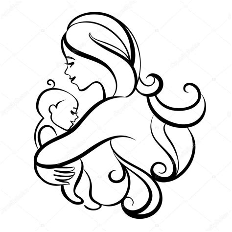 Silueta Madre Con Bebé Ilustración De Stock De ©pimonova 113642142