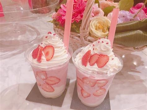 Strawberry Milkshake Pink Aesthetic Kawaii Food Cute Desserts