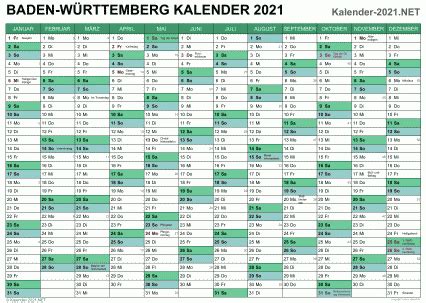 Gesetzliche und weitere feiertage 2021 mit angabe, in welchen bundesländern arbeitsfrei ist. Kalender 2021 Baden-Württemberg