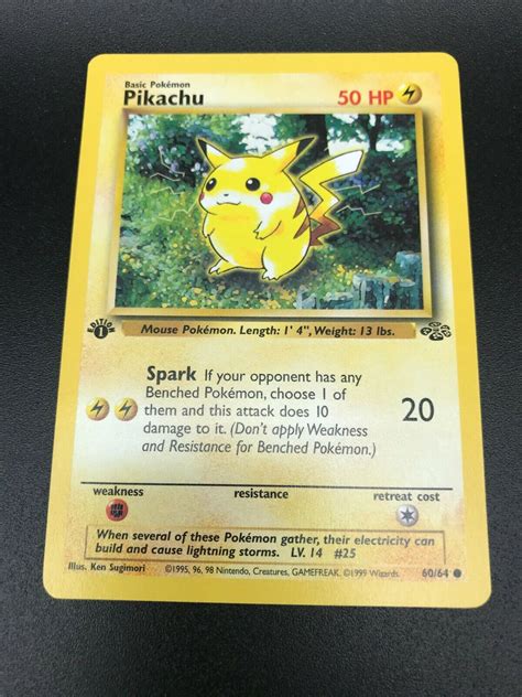 Pikachu 1st Edition 6064 Jungle Pokemon Tcg Card Nm 1999 1st Gen Wotc