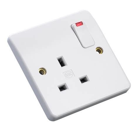 Mk 13a White Switched Single Socket With Neon Departments Tradepoint