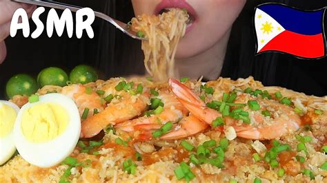 ASMR Seafood Pancit Palabok Mukbang Filipino Dish Real Eating Sound