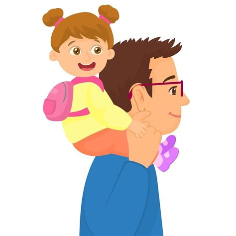 father carrying his little daughter on shoulders 5234673 vector art at vecteezy