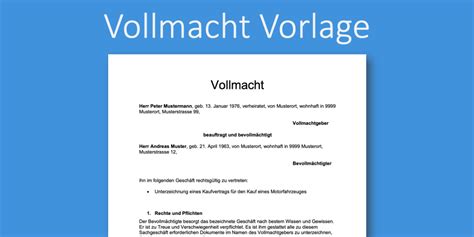 Vollmacht Vorlage Gratis Word Vorlage Als Muster Vorla Ch