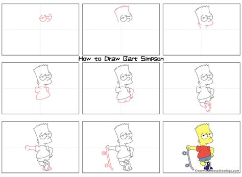 How To Draw Bart Simpson With Skateboard Step By Step