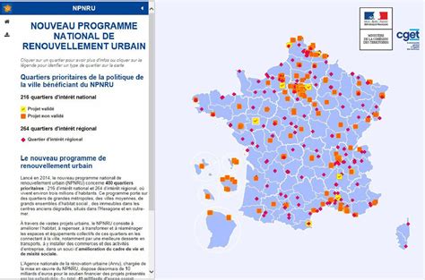 Carte de France du renouvellement urbain Cartes de France Actualités