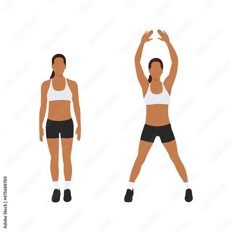 Woman Doing Jumping Jacks Exercise Flat Vector Illustration Isolated