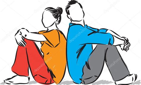 couple man and woman sitting down illustration — stock vector © moniqcca 117660440