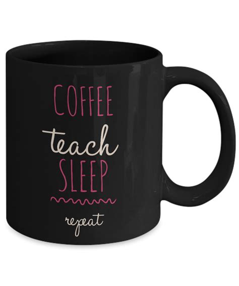 Download Coffee Teach Sleep Repeat Black Mug