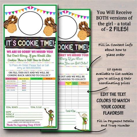 Editable Cookie Door Hanger Instant Download Troop Leader Etsy Girl
