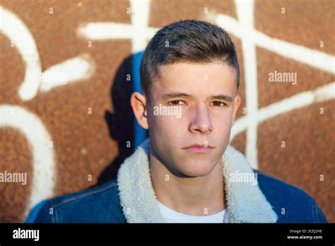 Portrait Of A Young Male Outdoors Wearing Casual Attire Stock Photo Alamy