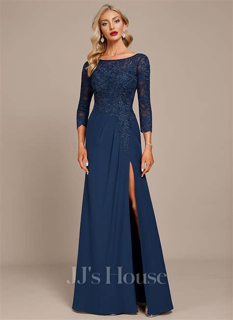 Sheath Column Scoop Floor Length Chiffon Lace Evening Dress With Rhinestone Pleated 017271452