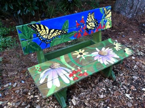 Find a center and tape down the stencil. Park Circle Butterfly Garden | Painted outdoor furniture ...