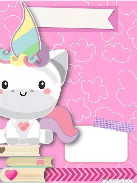 Portadas Escolares E Infantiles Para Cuadernos Y Carpetas Cute Unicorn