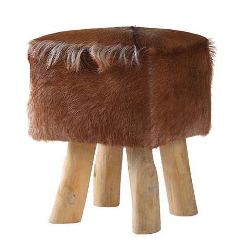 Stretch hocker husse bezug hockerbezug jacquard für ottomane, fußbank sofahocker. Ziegen-Fell Hocker quadratisch braun 42 cm günstig kaufen