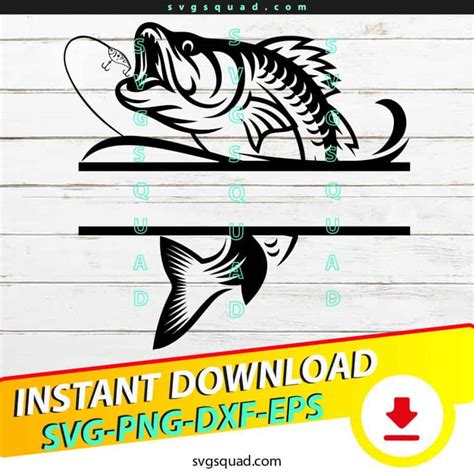Bass Fish SVG PNG EPS DXF Cricut Cameo Cutting File Silhouette Art