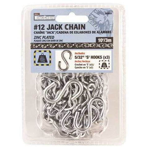 Kingchain 502615 12 X 10 Ft Zinc Plated Steel Jack Chain With Three 5