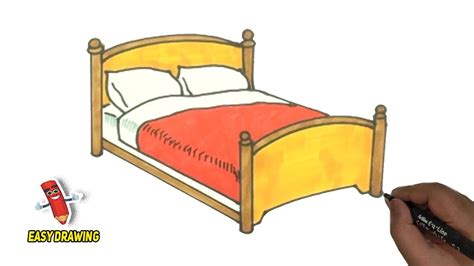 How To Draw And Color A Sleeping Bed Easy Step By Step Sleeping Bed