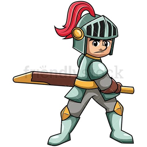 Guerrero Medieval Tirando Espada Cartoon Vector Clipart Friendlystock