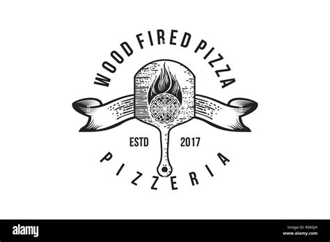 Pizza Wood Plate Vintage Badges Logo Designs Inspiration Vector