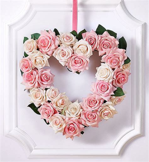 Keepsake Pink Rose Heart Shaped Wreath