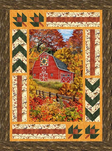 Timeless Treasures Autumn Barn Leafy Lane Panel Quilt Patterns